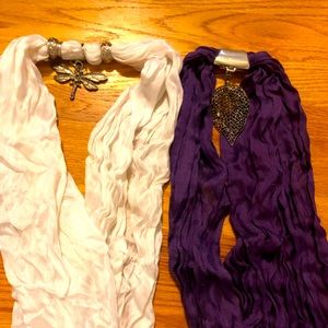 2 scarfs with metal accent pieces